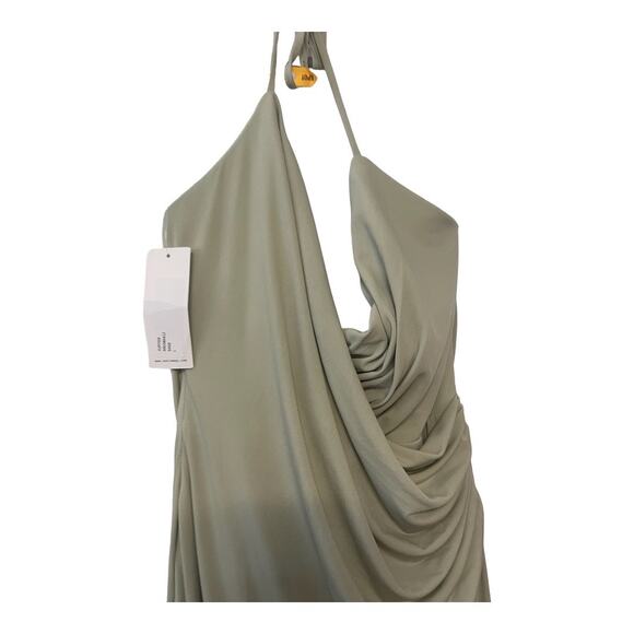 Katie May Jupiter Gown Maxi Halter Neck Ruched Jersey Side Slit Sage Size Large - Picture 8 of 16